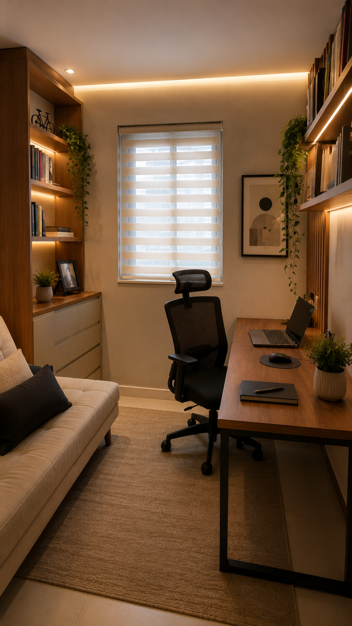 Depois — Home office com marcenaria planejada