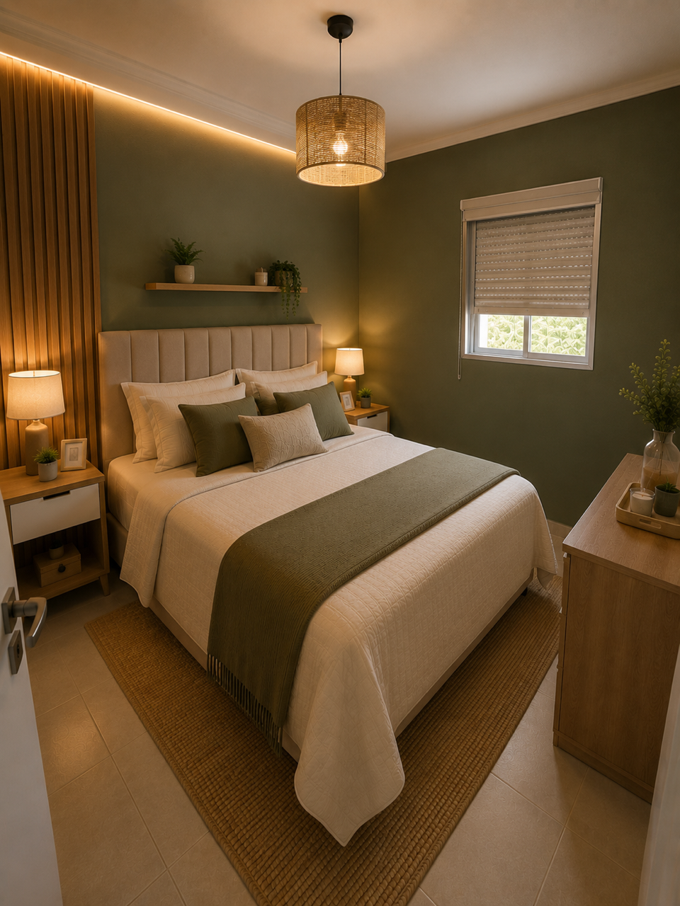 Depois — Quarto verde aconchegante
