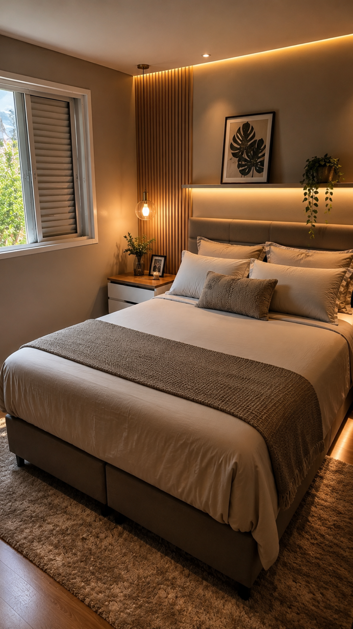 Depois — Quarto premium com iluminação indireta
