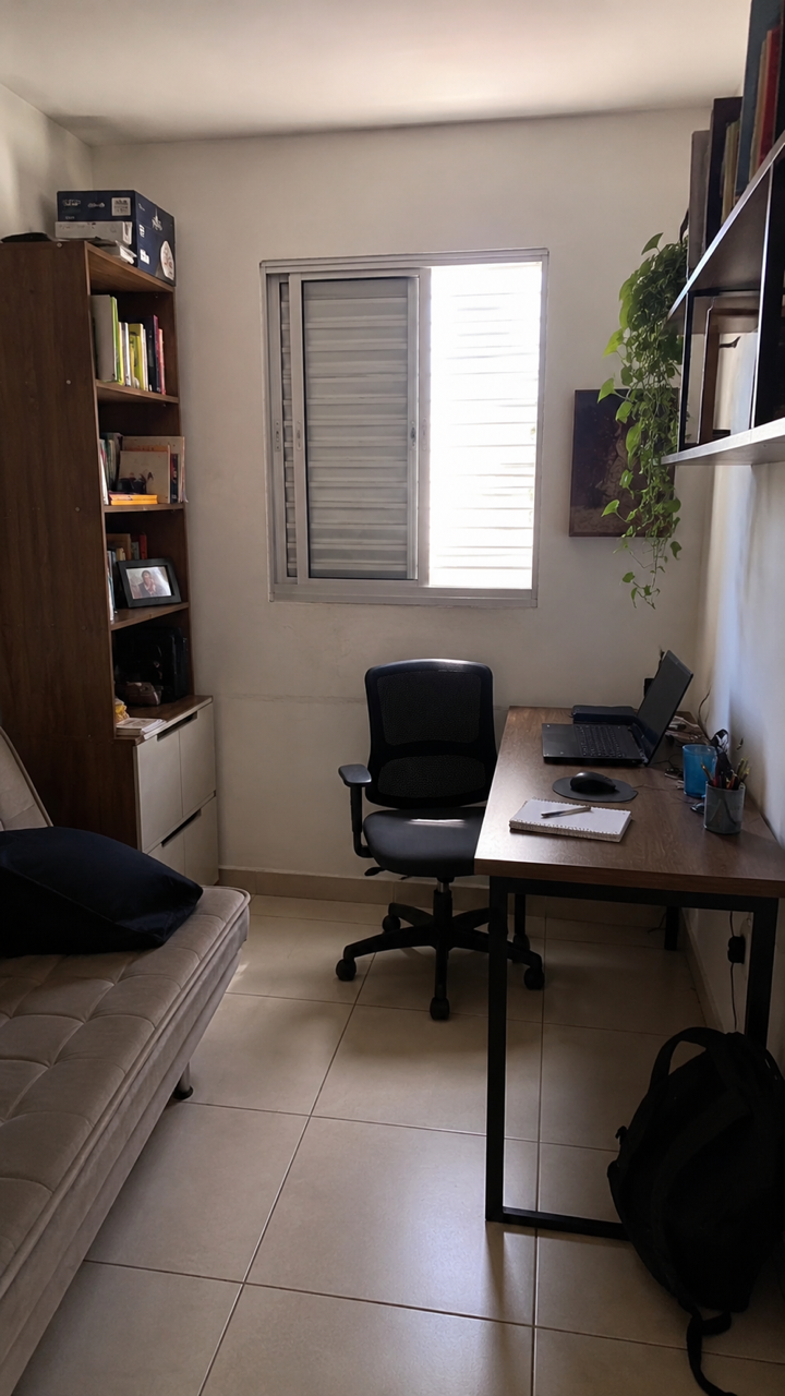 Antes — Home office com marcenaria planejada