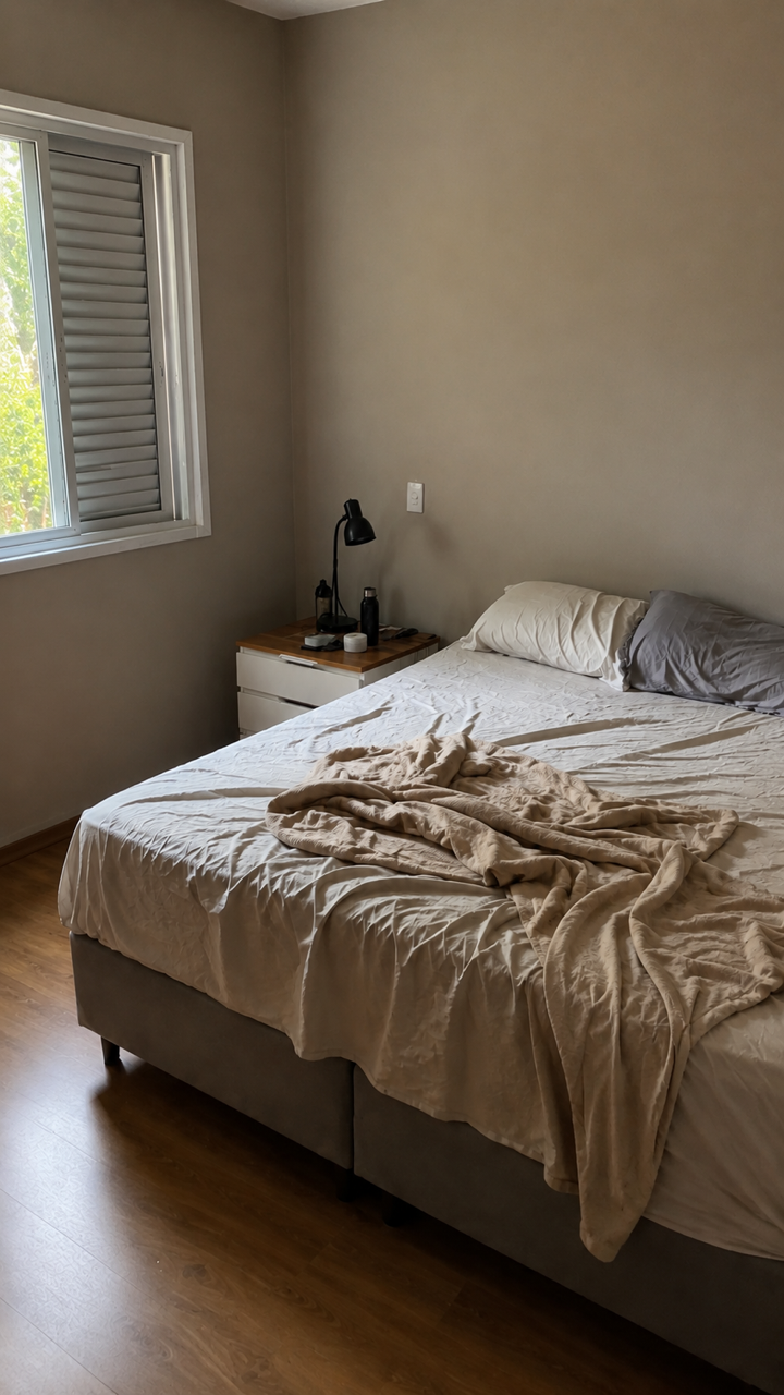 Antes — Quarto premium com iluminação indireta